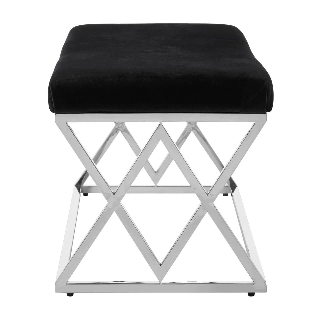 Allure Black Velvet Bench with Silver legs