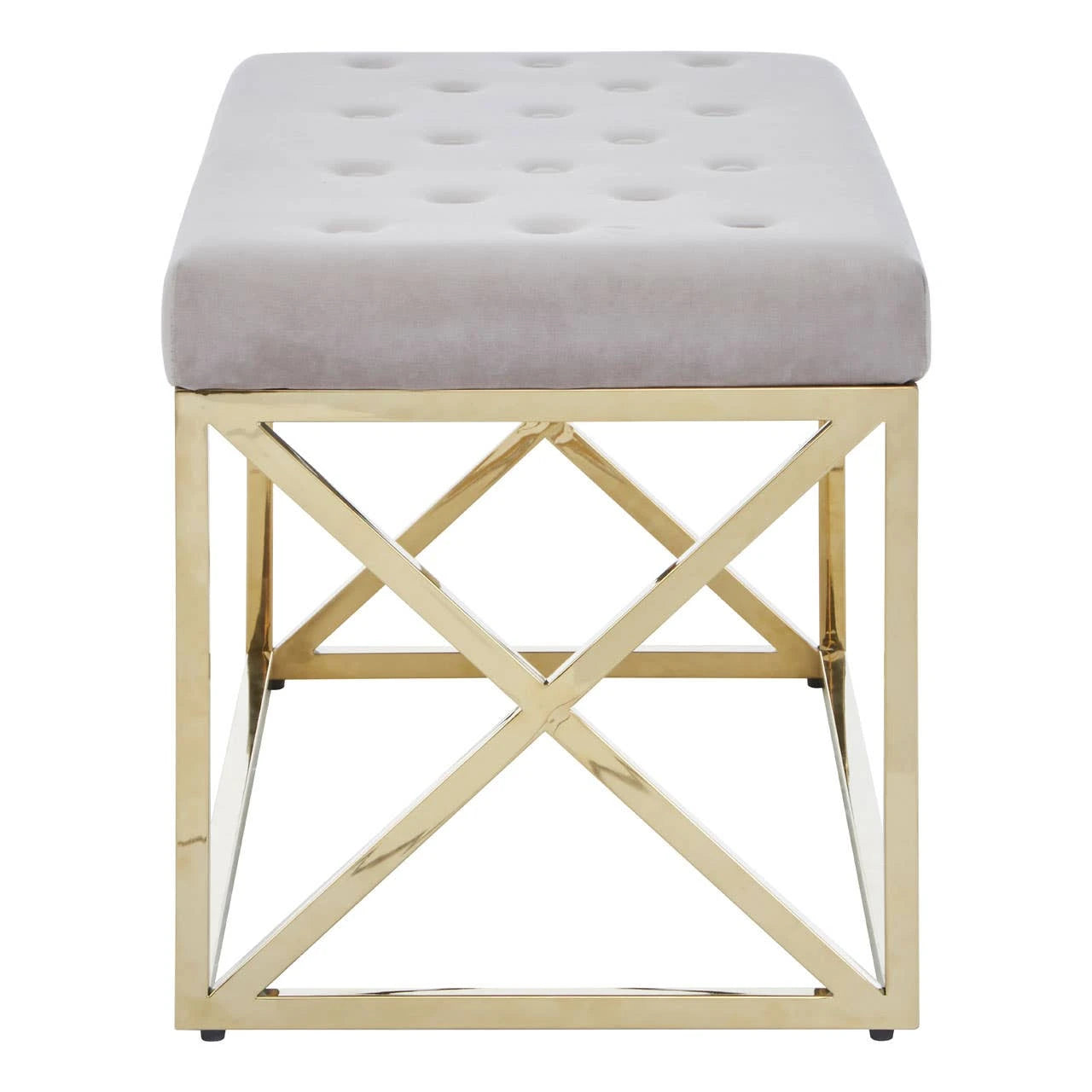 Allure Mink Velvet Gold Finish Bench