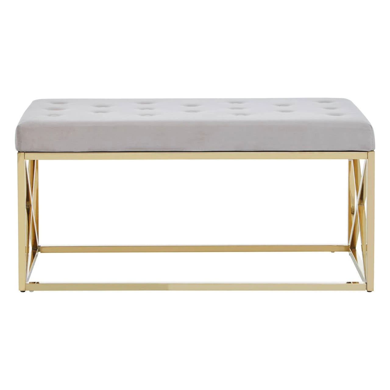 Allure Mink Velvet Gold Finish Bench