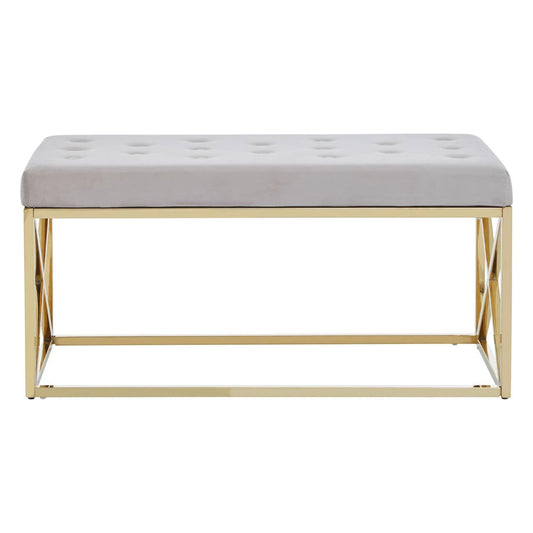 Allure Mink Velvet Gold Finish Bench