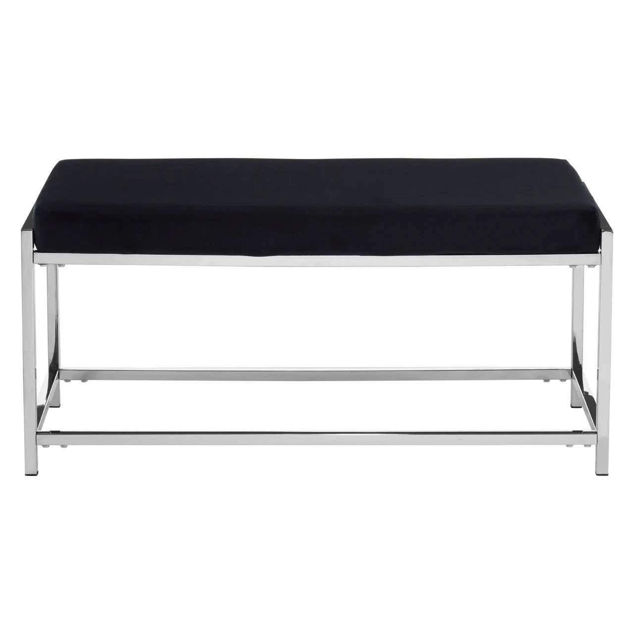 Allure Black Seat And Silver Metal Frame Bench