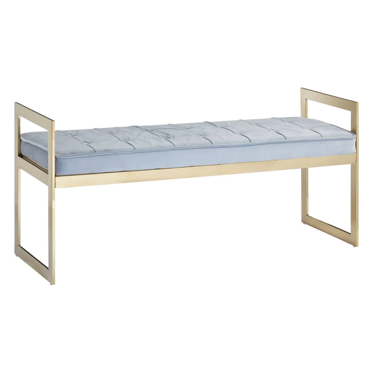 Allure Powder Blue And Gold Tufted Bench