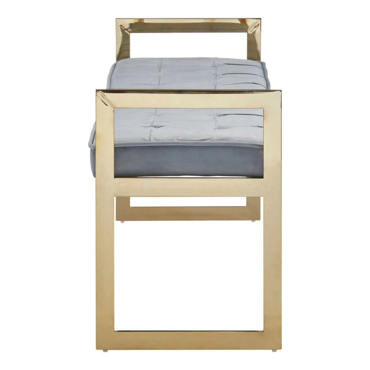 Allure Powder Blue And Gold Tufted Bench