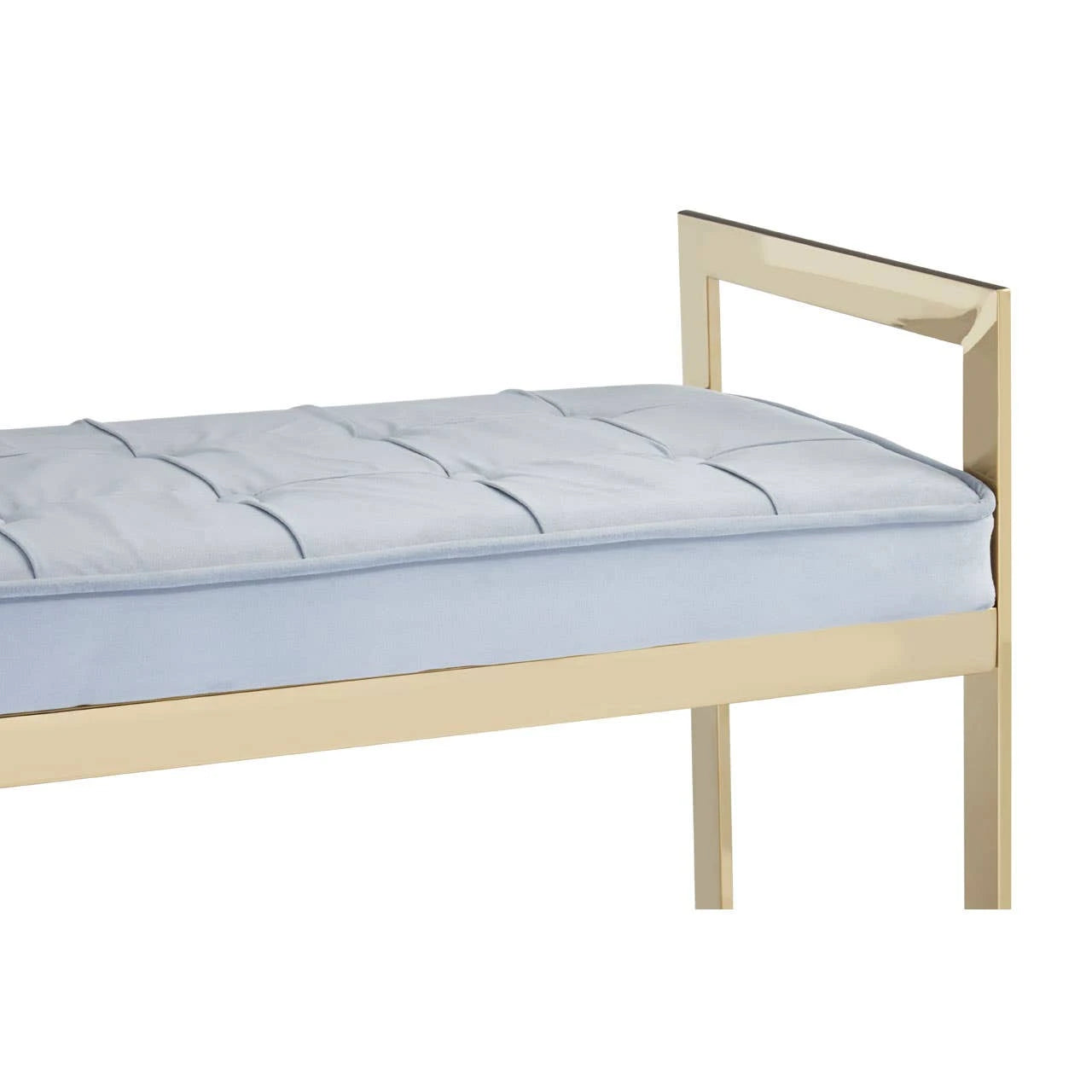 Allure Powder Blue And Gold Tufted Bench