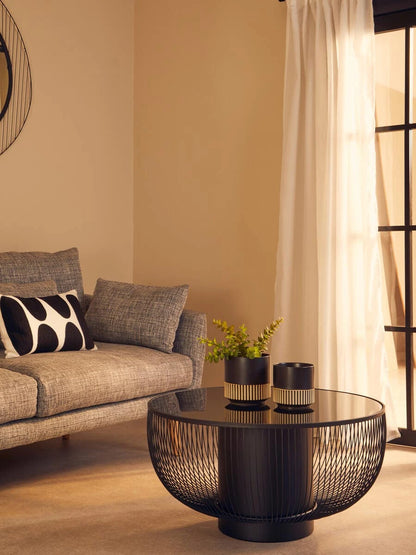 Trento Coffee Table with Black Glass Top