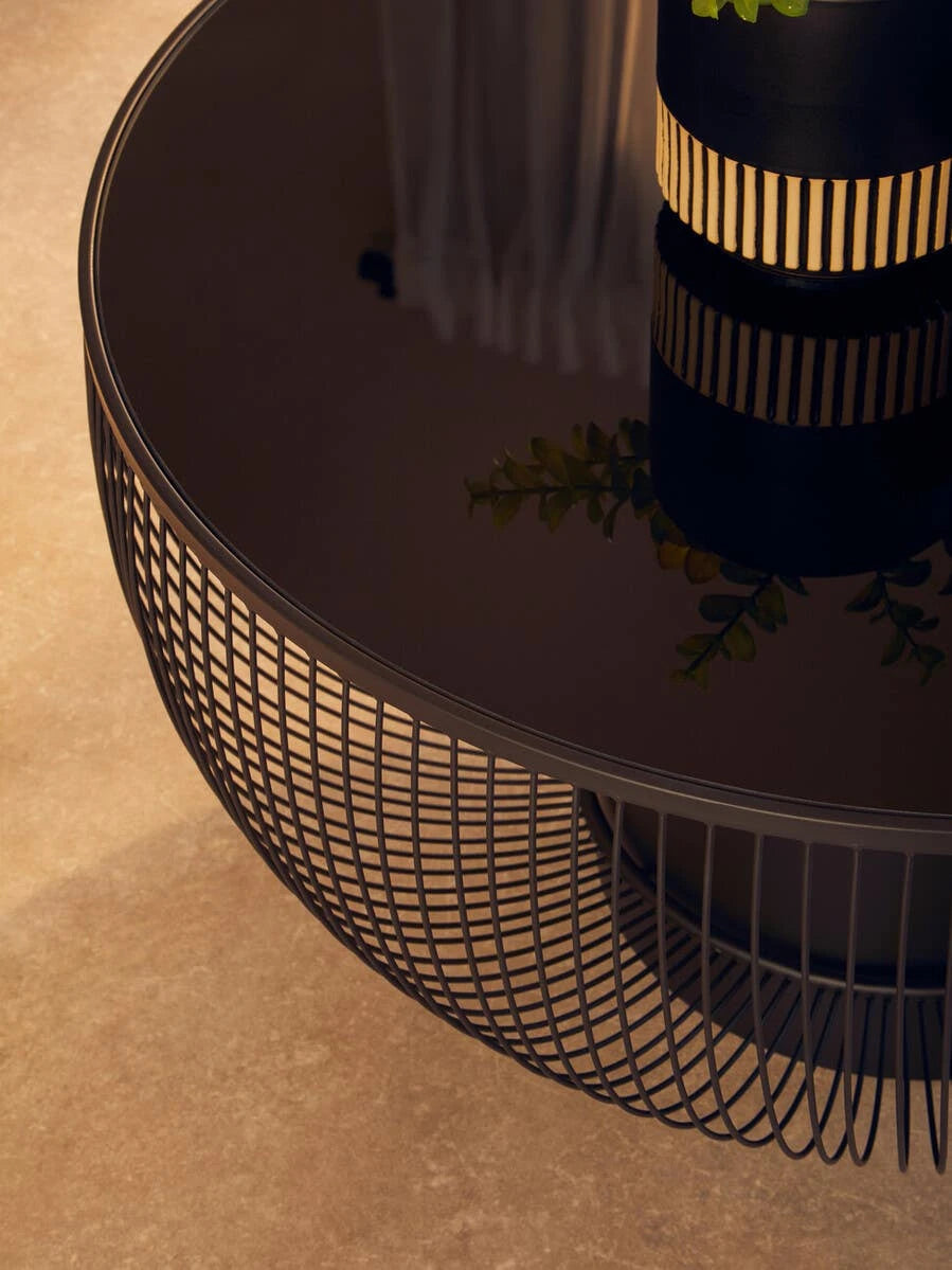 Trento Coffee Table with Black Glass Top