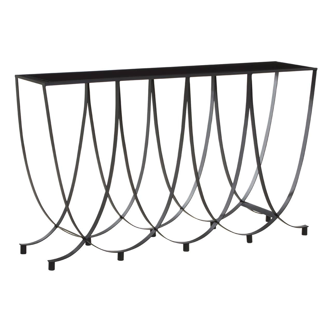 Trento Console Table With Black Glass Top