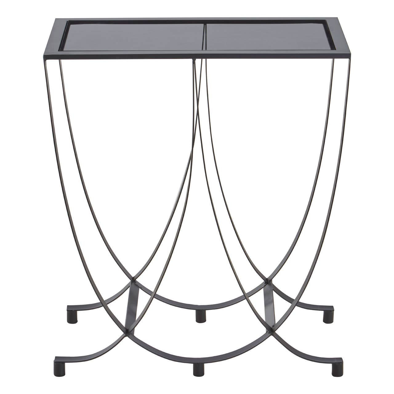 Trento Black Console Table with Grey Glass Top