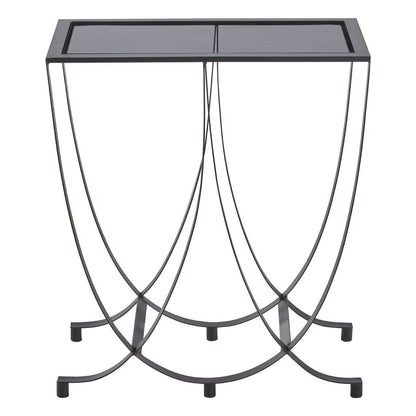 Trento Black Console Table with Grey Glass Top