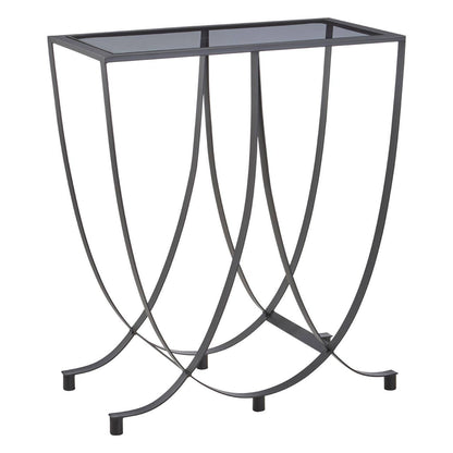 Trento Black Console Table with Grey Glass Top