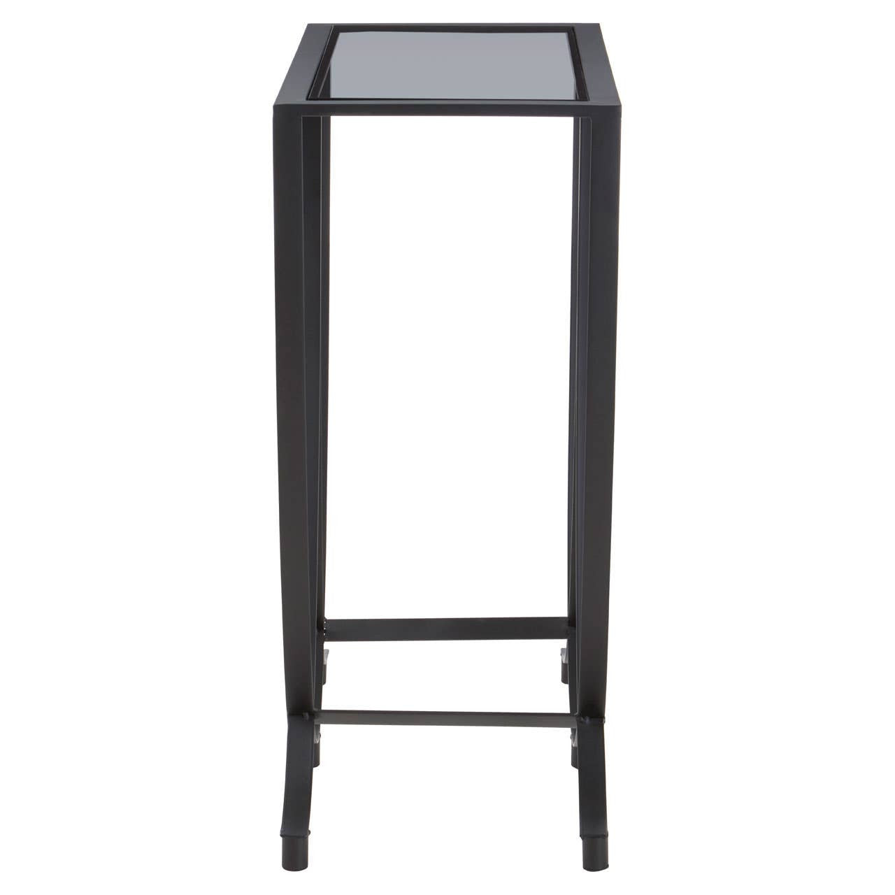 Trento Black Console Table with Grey Glass Top