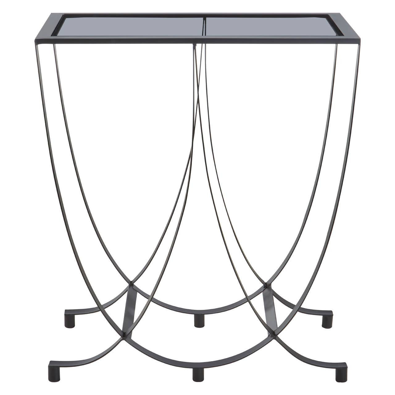 Trento Black Console Table with Grey Glass Top