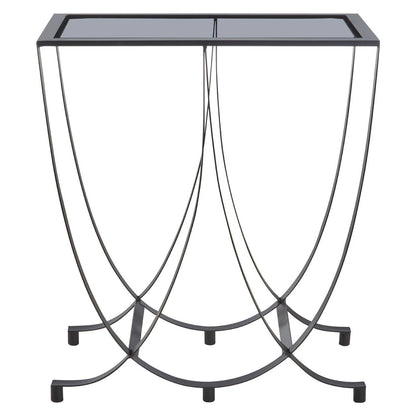 Trento Black Console Table with Grey Glass Top