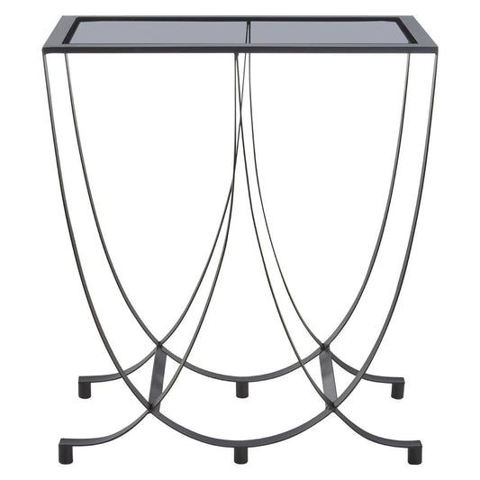 Trento Black Console Table with Grey Glass Top