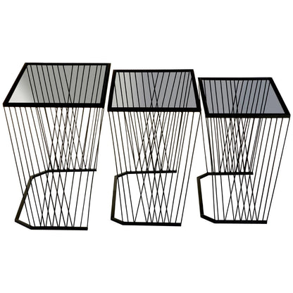 Trento Black Set Of 3 Nesting Side Tables