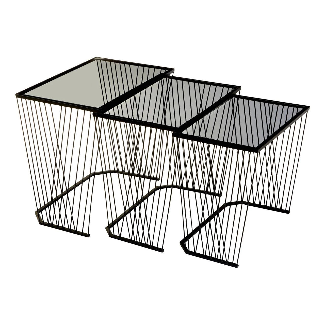 Trento Black Set Of 3 Nesting Side Tables