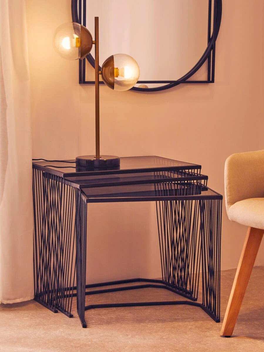 Trento Black Set Of 3 Nesting Side Tables