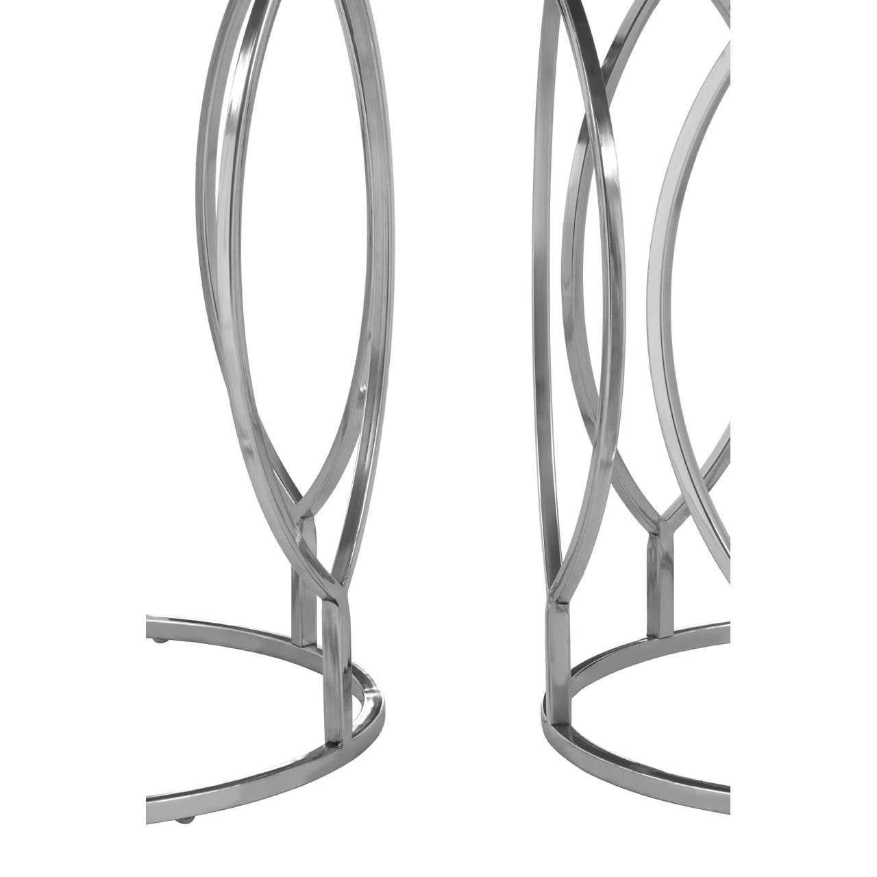 Agra Set Of 2 Mango Wood and Metal Base Side Tables