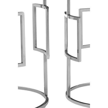 Agra Set Of 2 Mango Wood and Metal Base Nesting Tables