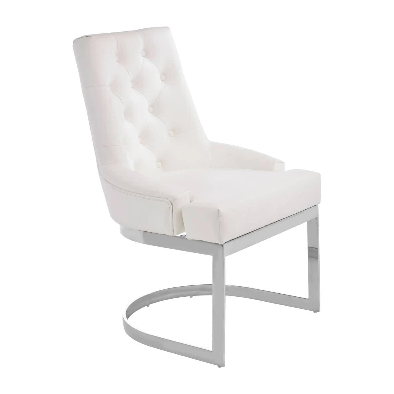 Azalea Tufted Ivory Faux Leather Dining Chair
