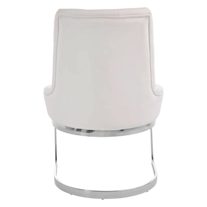 Azalea Tufted Ivory Faux Leather Dining Chair