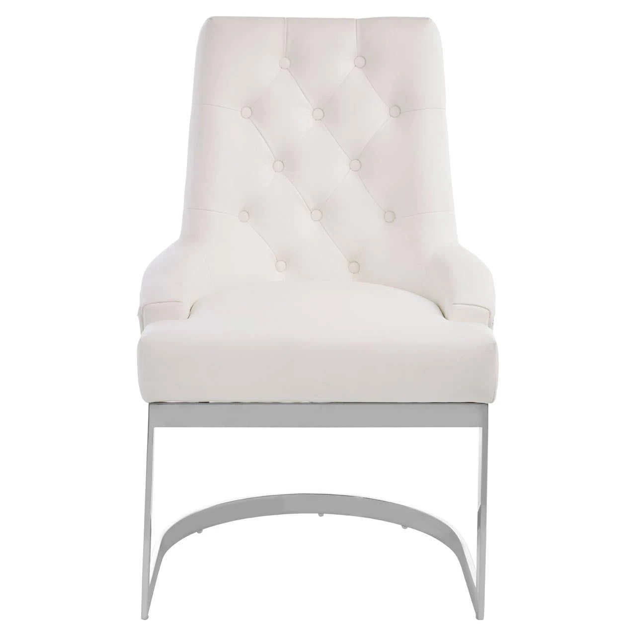Azalea Tufted Ivory Faux Leather Dining Chair
