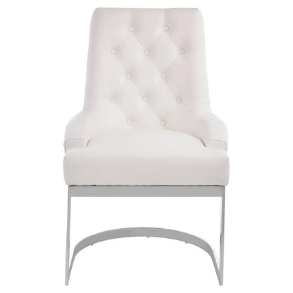 Azalea Tufted Ivory Faux Leather Dining Chair