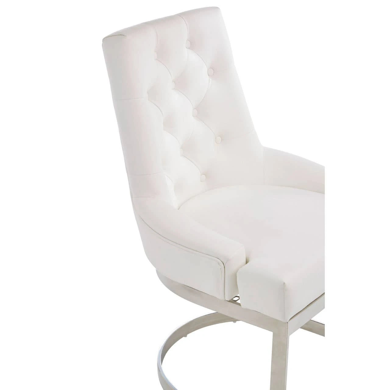 Azalea Tufted Ivory Faux Leather Dining Chair