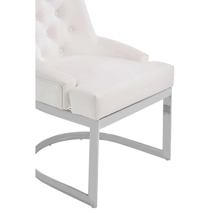 Azalea Tufted Ivory Faux Leather Dining Chair