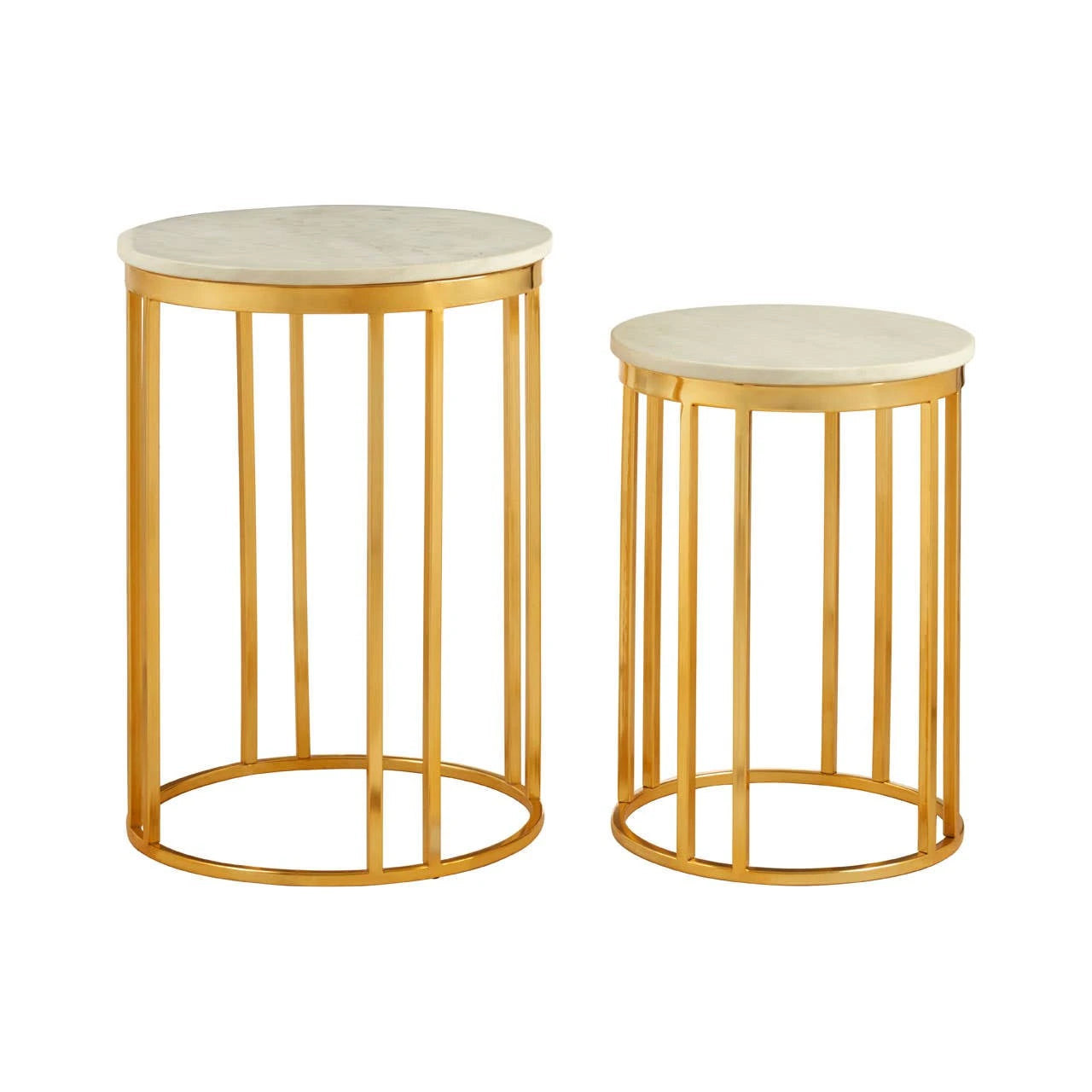 Templar Marble and Gold Frame Set Of 2 Side Tables