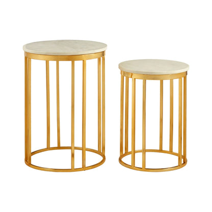 Templar Marble and Gold Frame Set Of 2 Side Tables