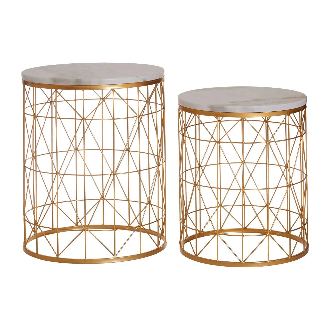 Avantis Set Of 2 Marble Top Round Side Tables