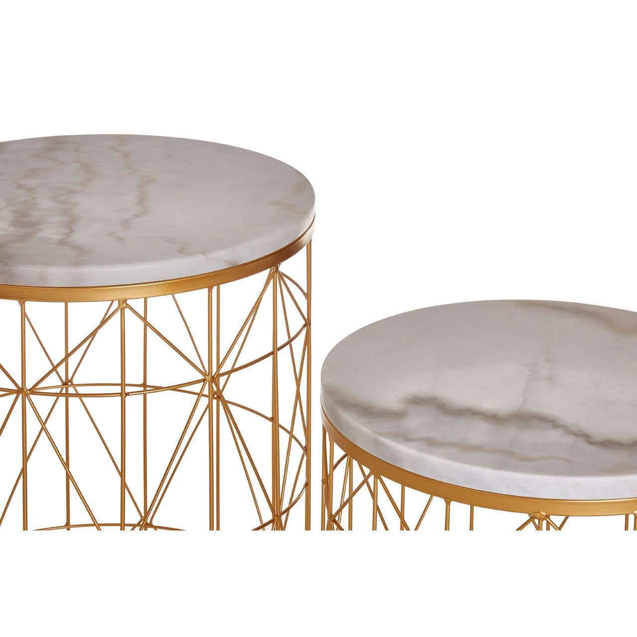 Avantis Set Of 2 Marble Top Round Side Tables