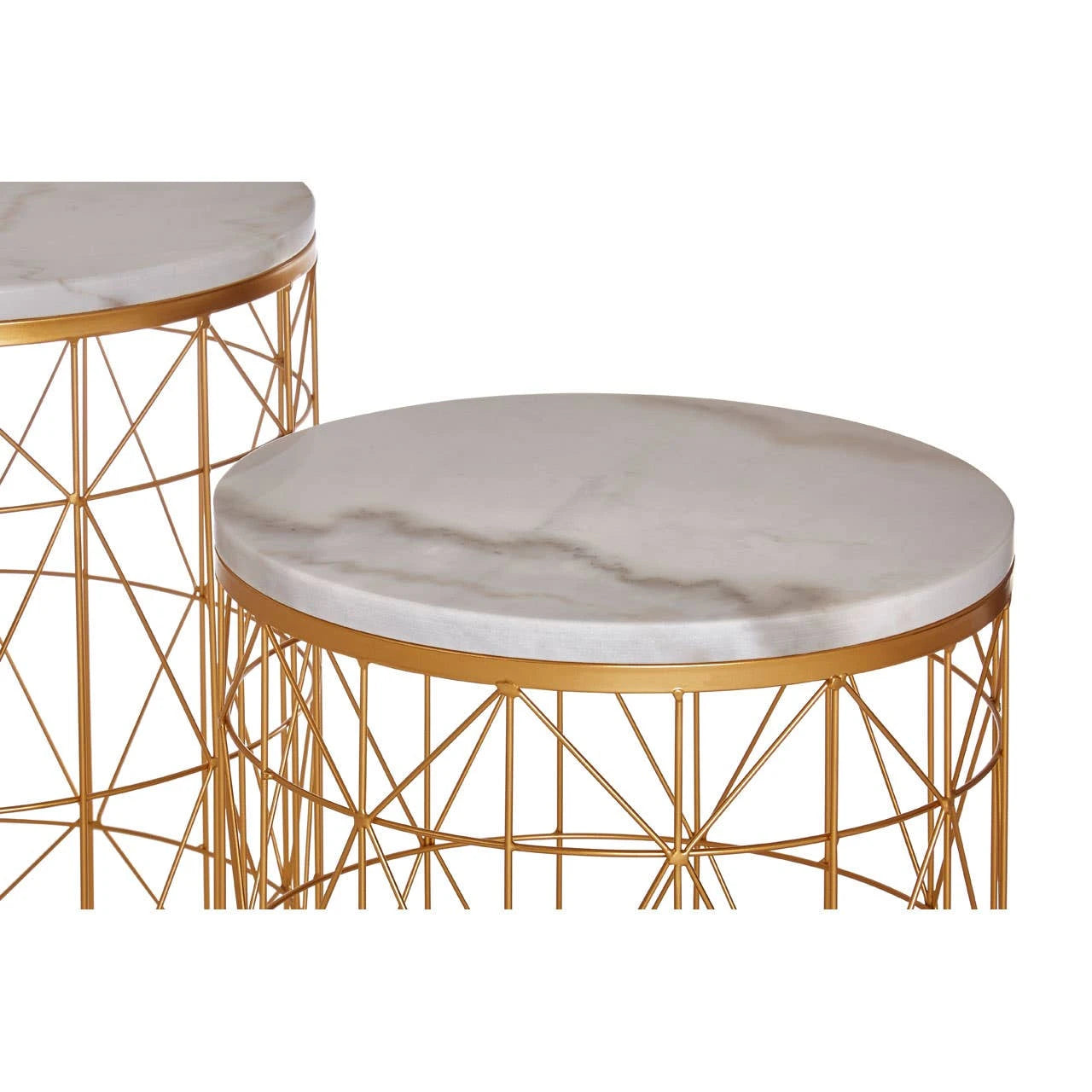 Avantis Set Of 2 Marble Top Round Side Tables