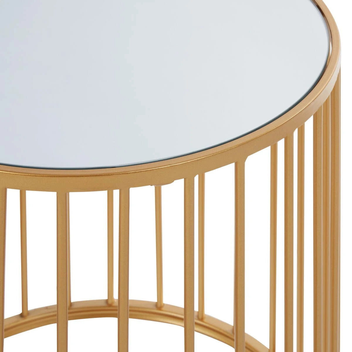 Avantis Gold and Mirror Top Set of 2 Round Side Tables