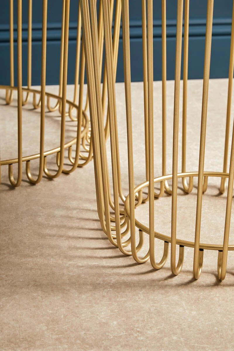 Avantis Set Of Two Champagne Wireframe Side Tables
