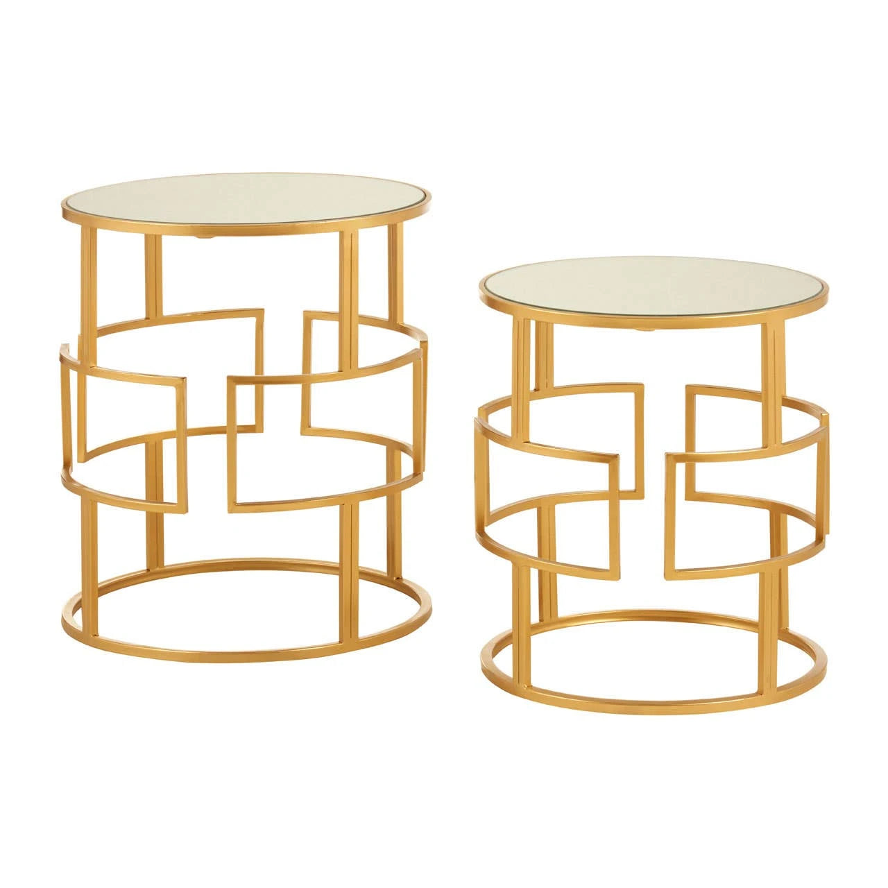Avantis Set Of Two Gold Metal Round Side Tables