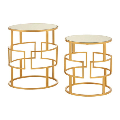 Avantis Set Of Two Gold Metal Round Side Tables