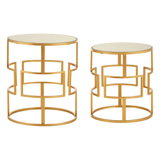 Avantis Set Of Two Gold Metal Round Side Tables