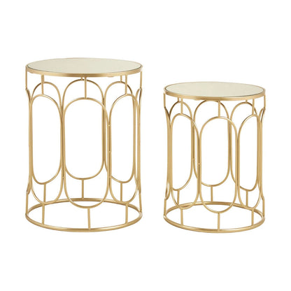 Avantis Set Of 2 Champagne Metal Side Tables