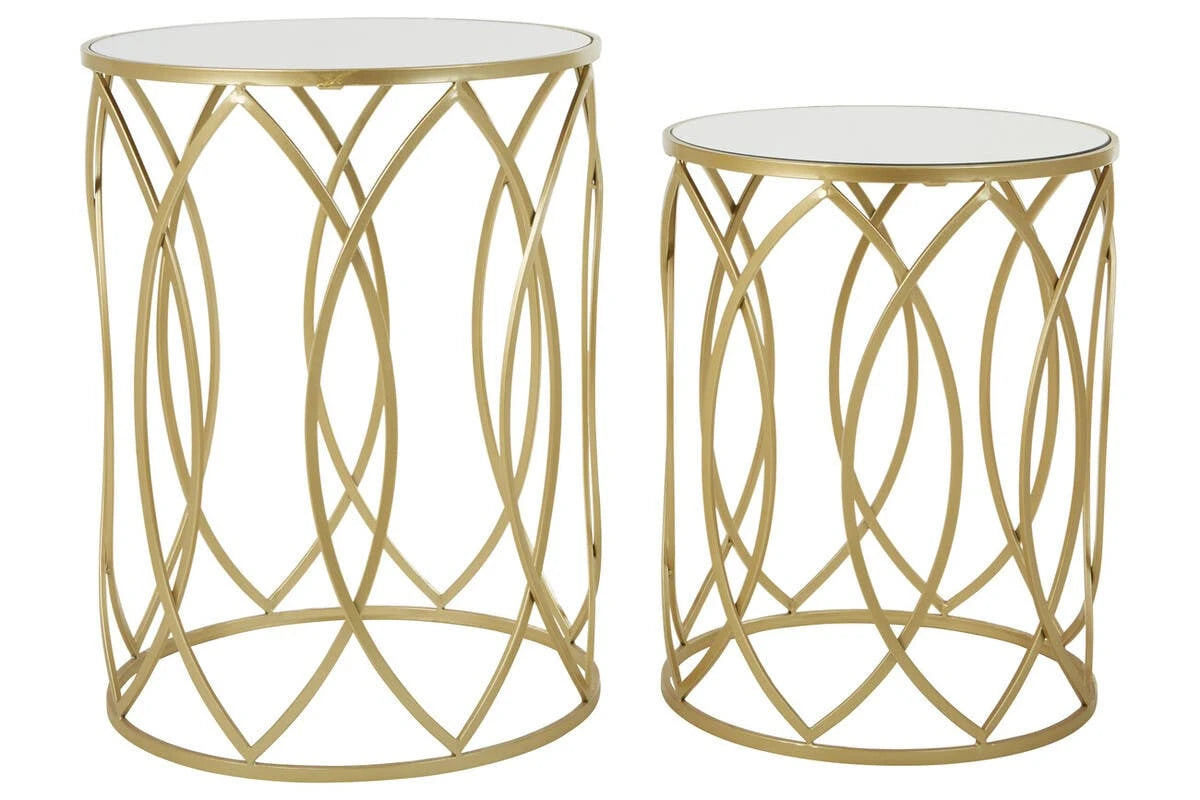 Avantis Set Of 2 Champagne Finish Side Tables