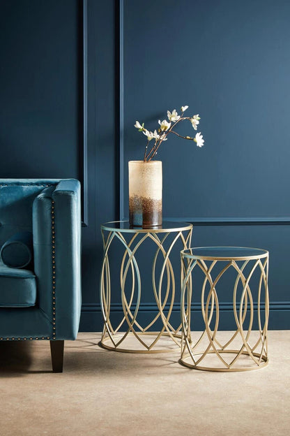 Avantis Set Of 2 Champagne Finish Side Tables