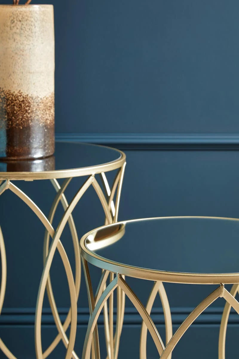 Avantis Set Of 2 Champagne Finish Side Tables