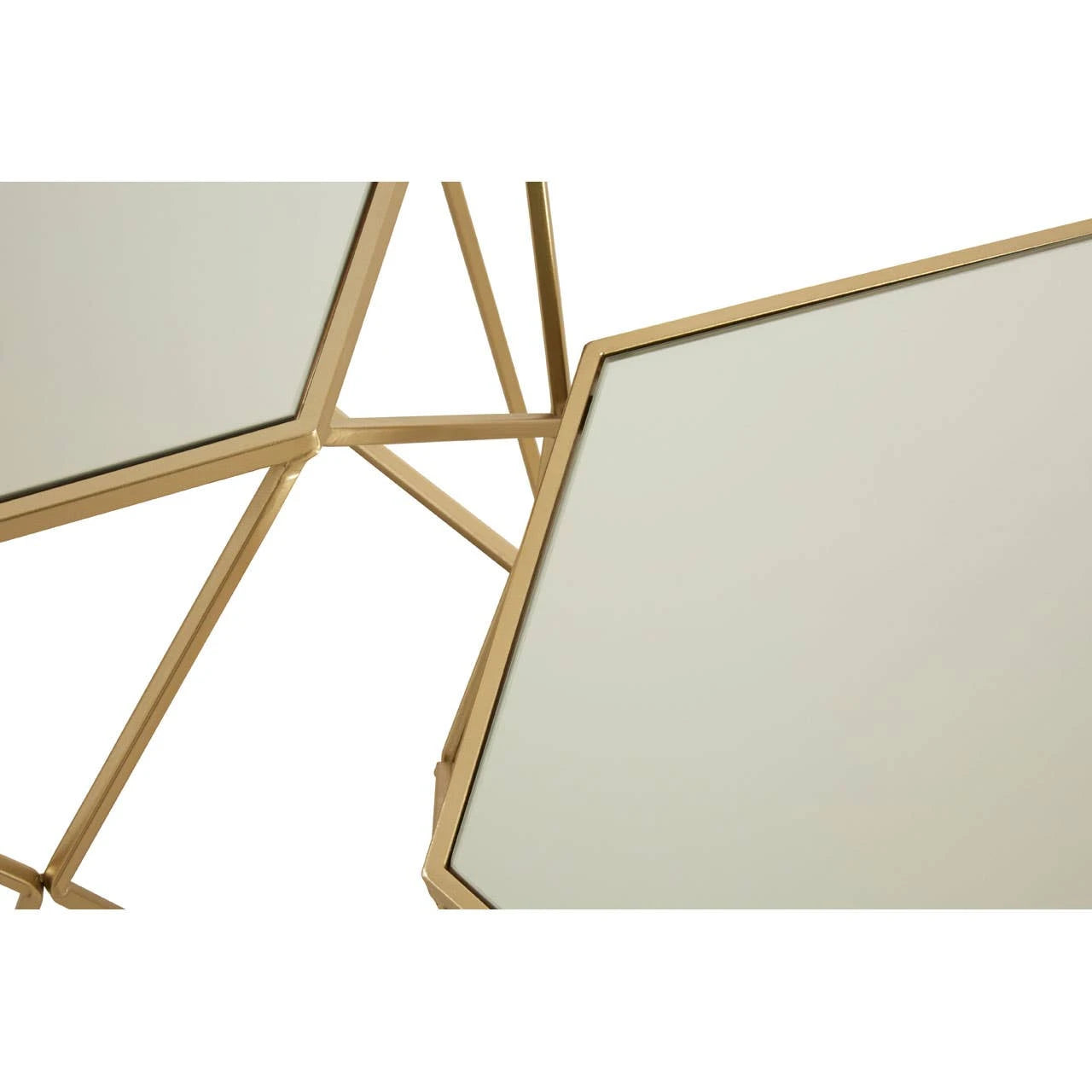 Avantis Set Of 2 Hexagonal Mirrored Top Side Tables