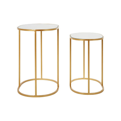 Avantis Gold Finish Set Of 2 Oval Side Tables