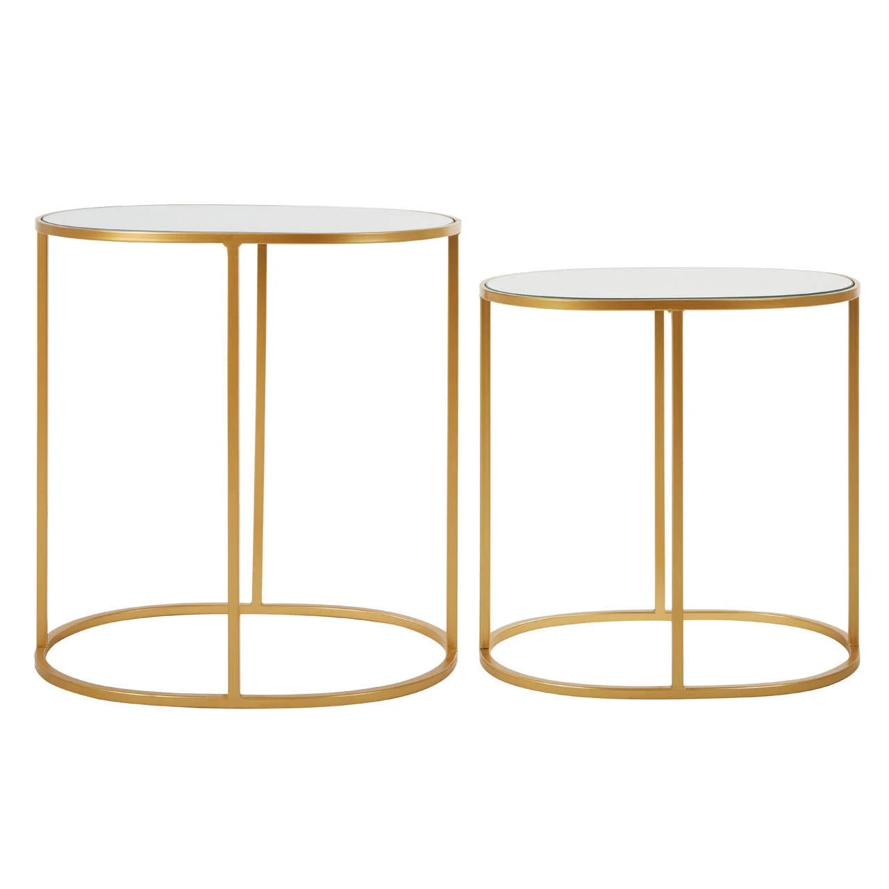 Avantis Gold Finish Set Of 2 Oval Side Tables
