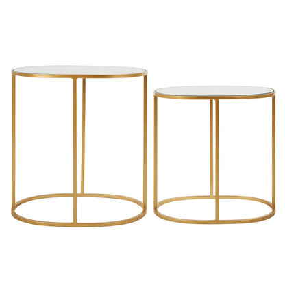 Avantis Gold Finish Set Of 2 Oval Side Tables