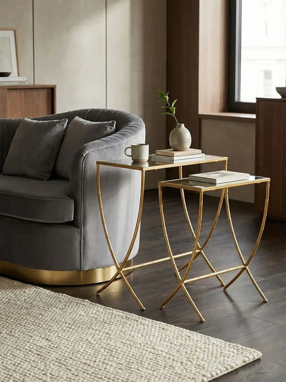 Avantis Set Of 2 Bamboo Design Side Tables