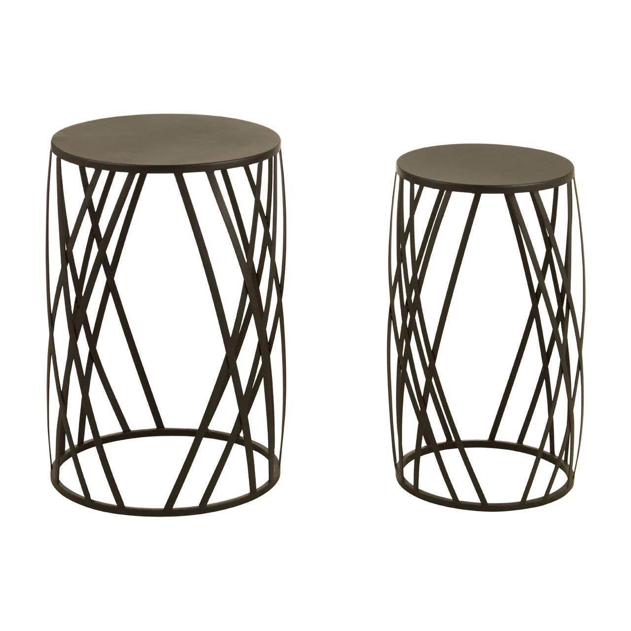 Avantis Set Of 2 Black Metal Round Side Tables