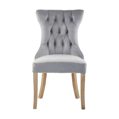 Kensington Townhouse Grey Velvet Buttoned Dining Chair